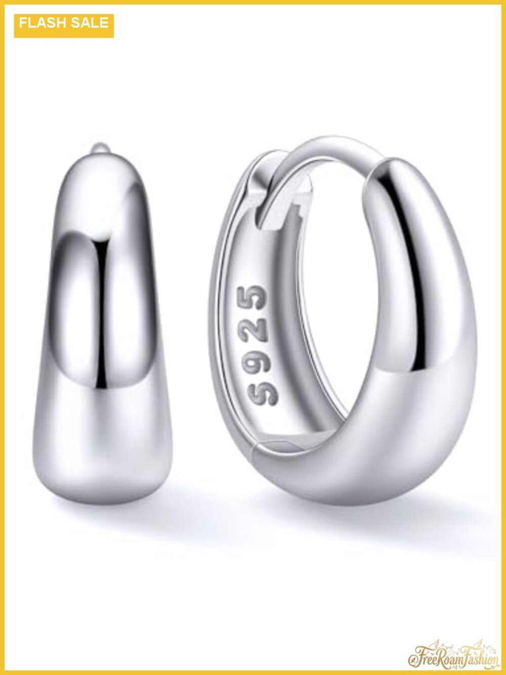 925 Sterling Silver Chunky Hoop Earrings for Women 8-14mm Hypoallergenic